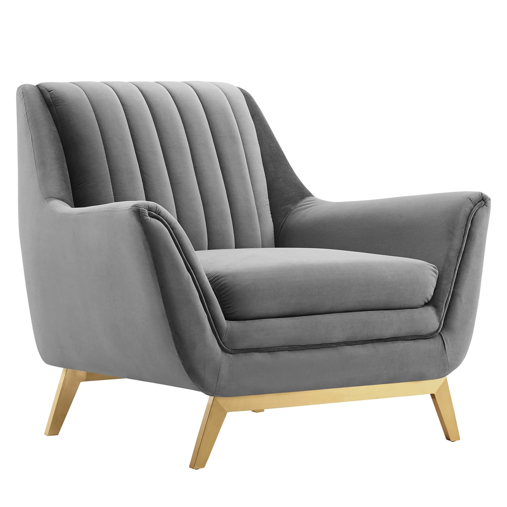 Winsome Channel Tufted Performance Velvet Armchair - Gray