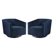 Twist Swivel Chair Performance Velvet Set of 2 - Midnight Blue
