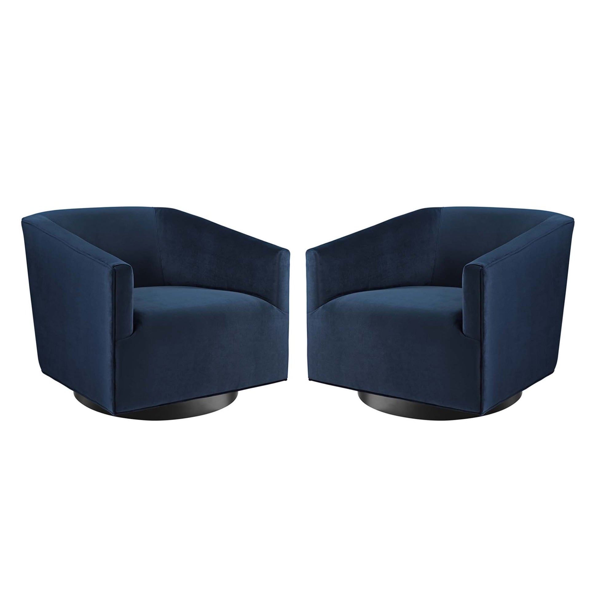 Twist Swivel Chair Performance Velvet Set of 2 - Midnight Blue