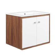 Transmit Wall-Mount Bathroom Vanity Basin Included - Walnut White
