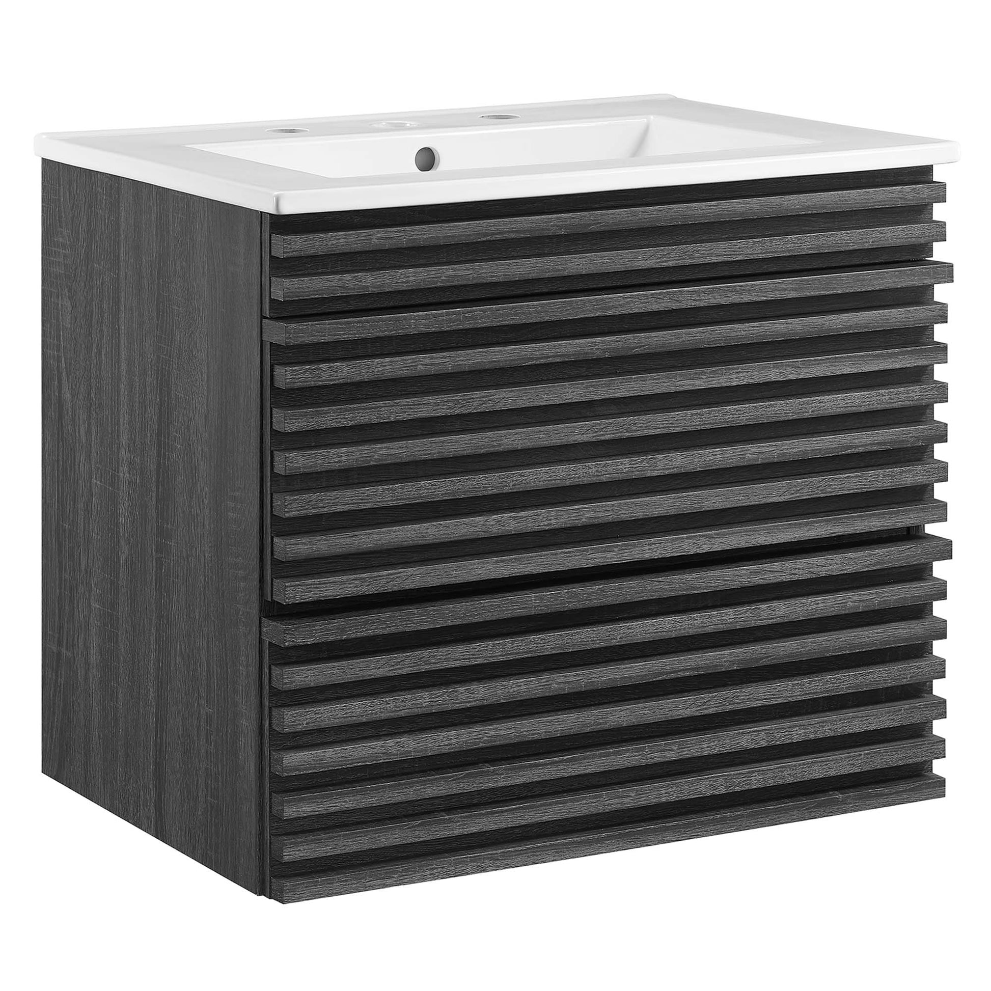Render Wall-Mount Bathroom Vanity with White Basin Included - Charcoal White