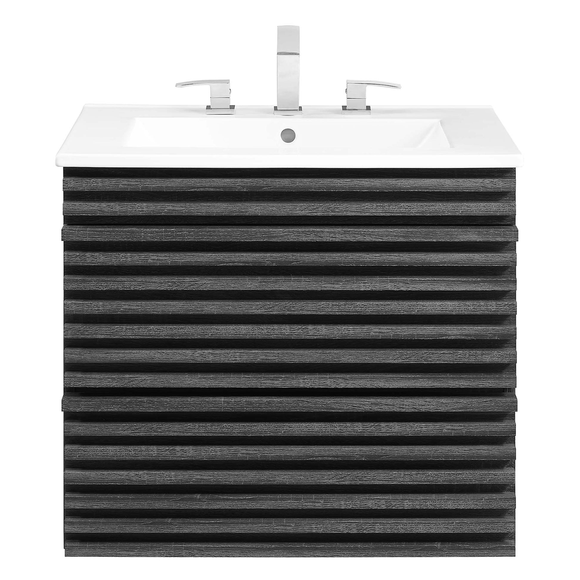 Render Wall-Mount Bathroom Vanity with White Basin Included - Walnut White