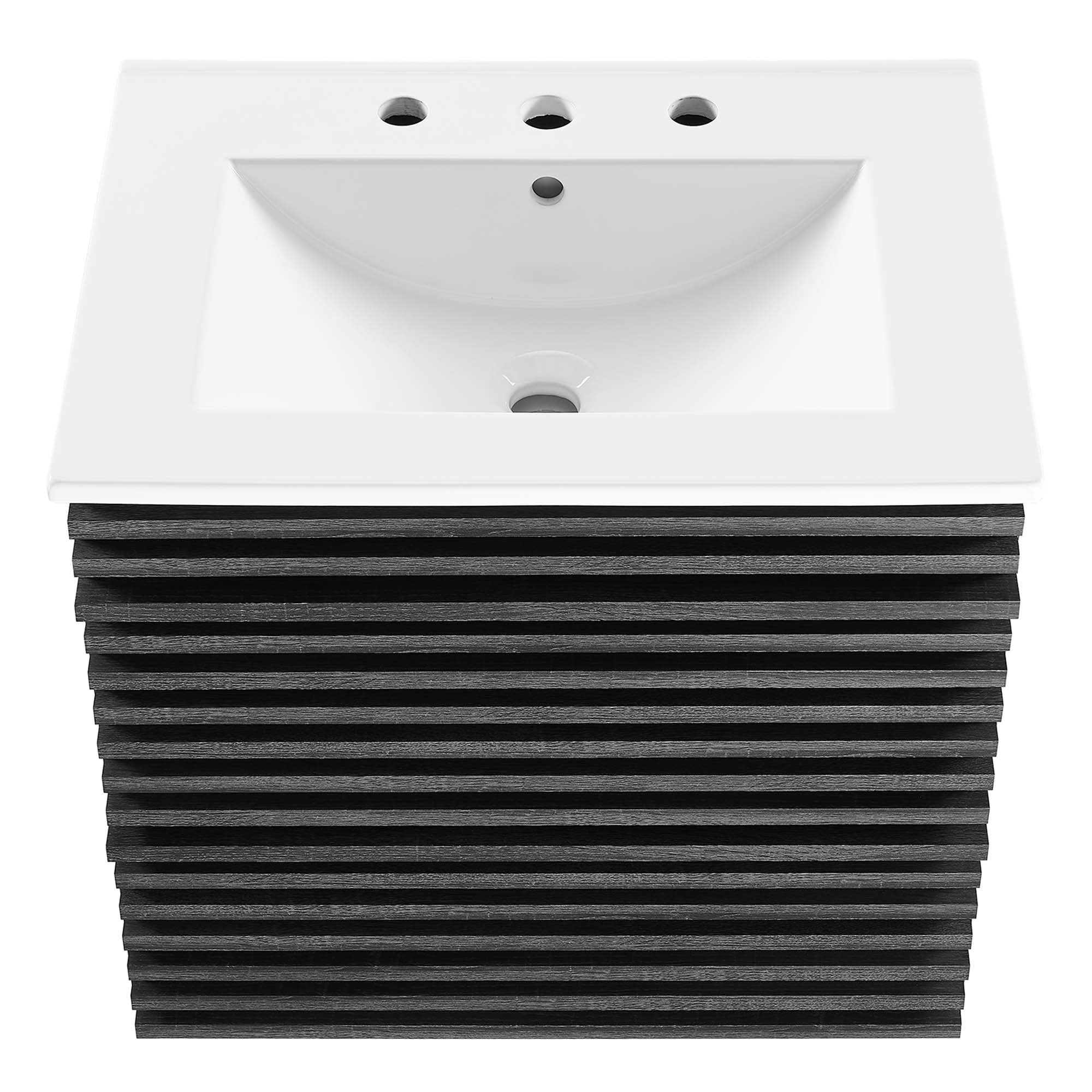 Render Wall-Mount Bathroom Vanity with White Basin Included - White Walnut White