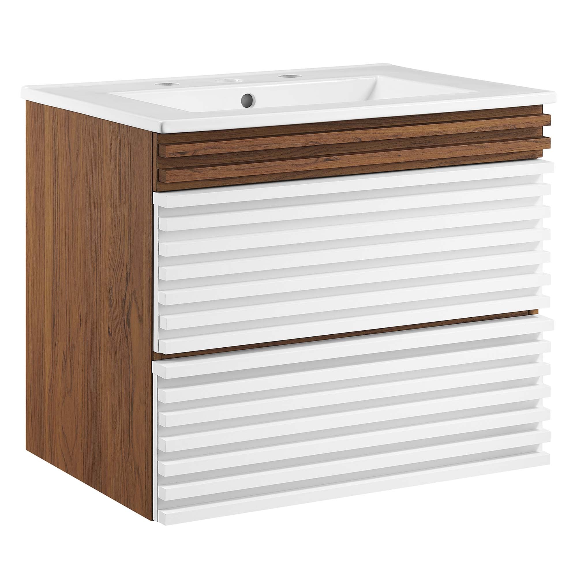 Render Wall-Mount Bathroom Vanity with White Basin Included