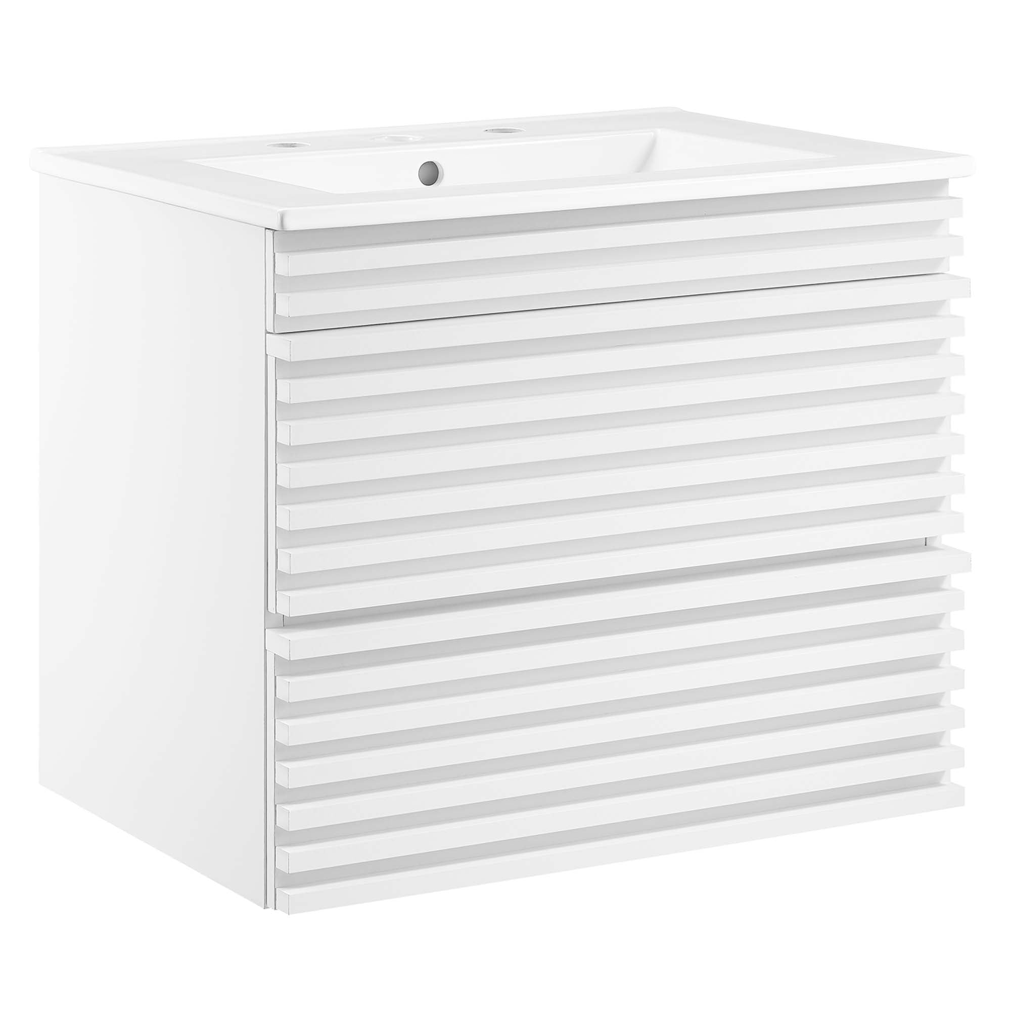 Render Wall-Mount Bathroom Vanity with White Basin Included