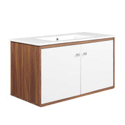 Transmit 36" Wall-Mount Bathroom Vanity - Walnut White