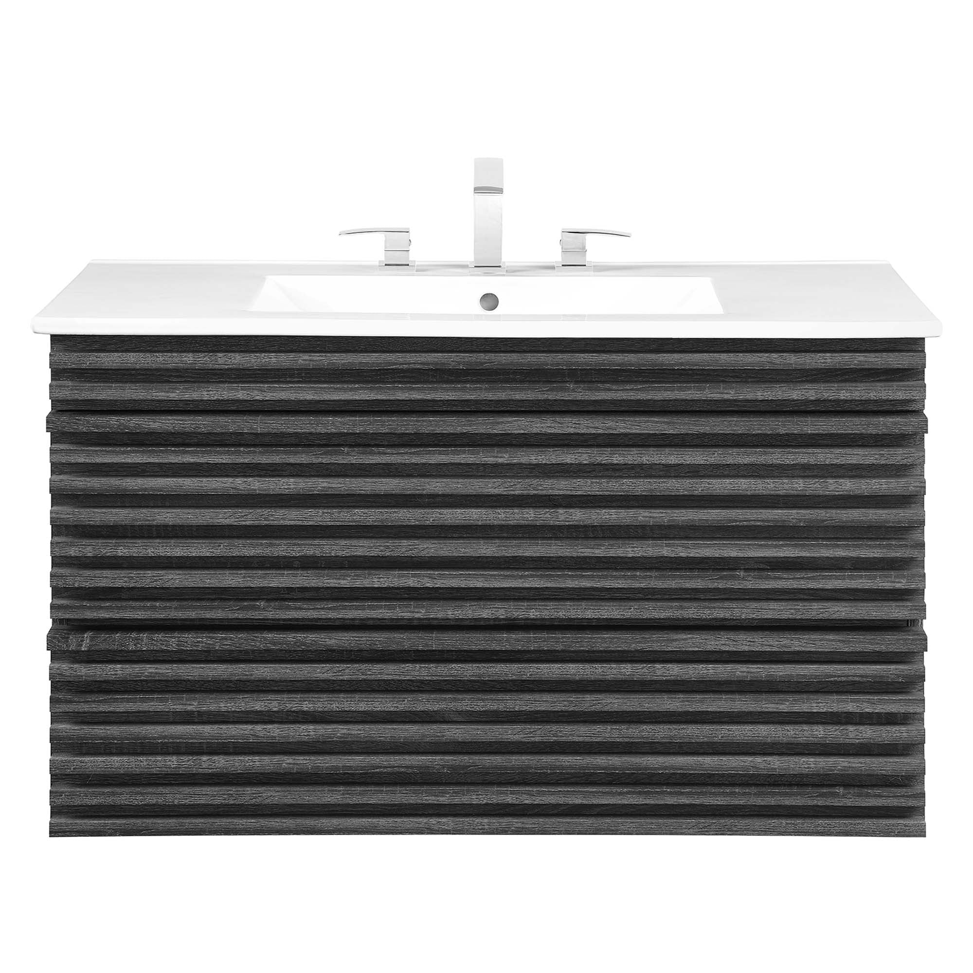 Render 36" Wall-Mount Bathroom Vanity - Walnut White