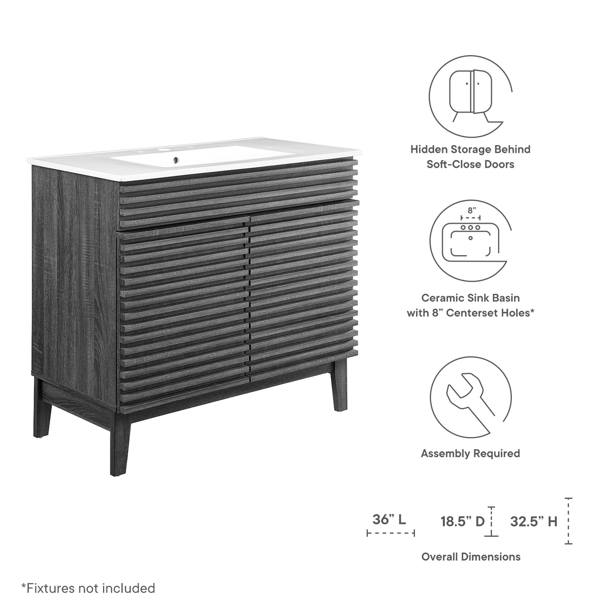 Render 36" Bathroom Vanity - Gray White