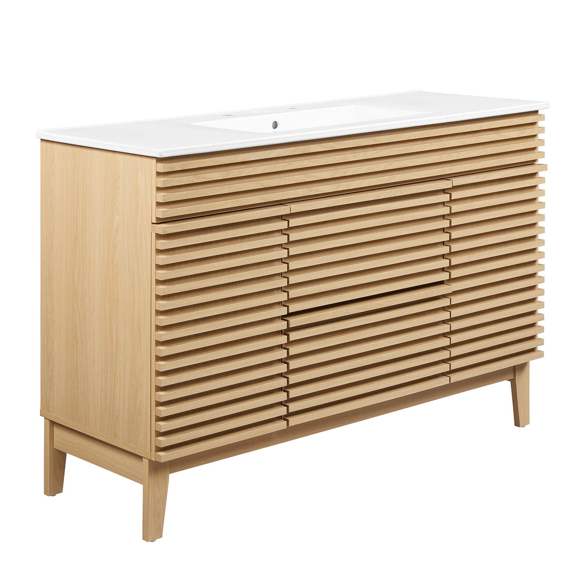 Render 48" Bathroom Vanity with White Basin Included - Oak White