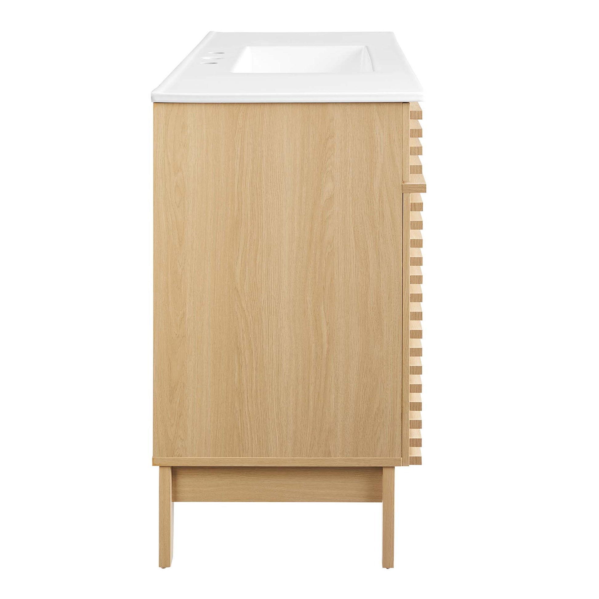 Render 48" Bathroom Vanity with White Basin Included - White Walnut White