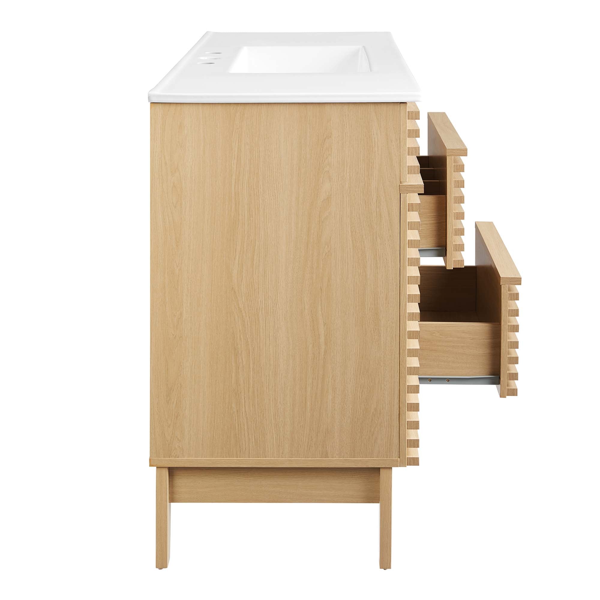 Render 48" Bathroom Vanity with White Basin Included - White White