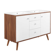 Transmit 48" Double Sink Bathroom Vanity - Walnut White