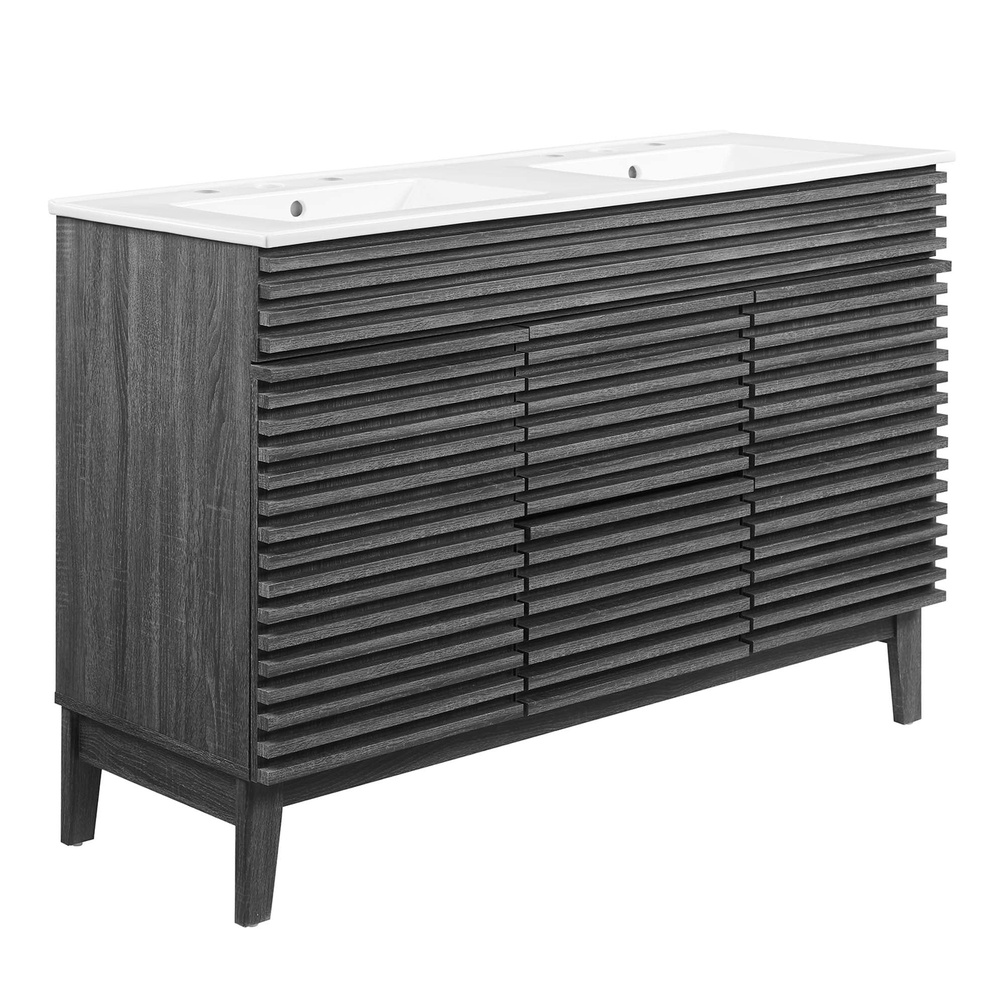 Render 48" Double Sink Bathroom Vanity - Charcoal White