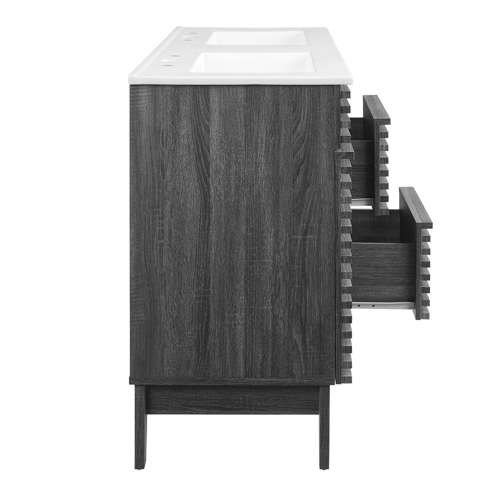 Render 48" Double Sink Bathroom Vanity - White Walnut White