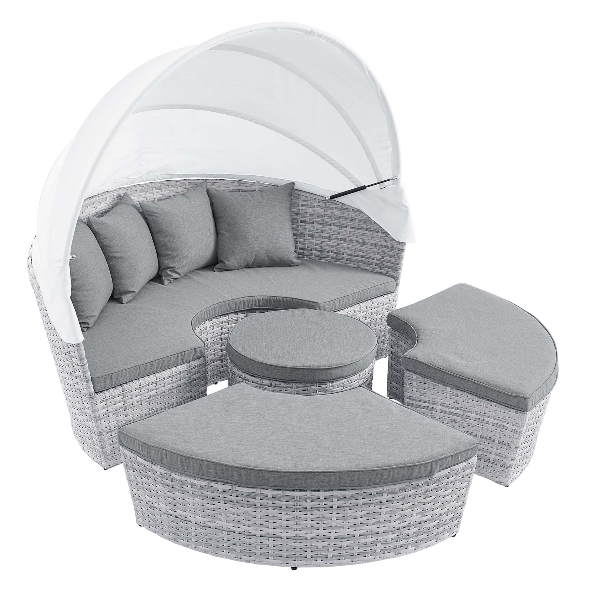 Scottsdale Canopy Outdoor Patio Daybed - Light Gray White