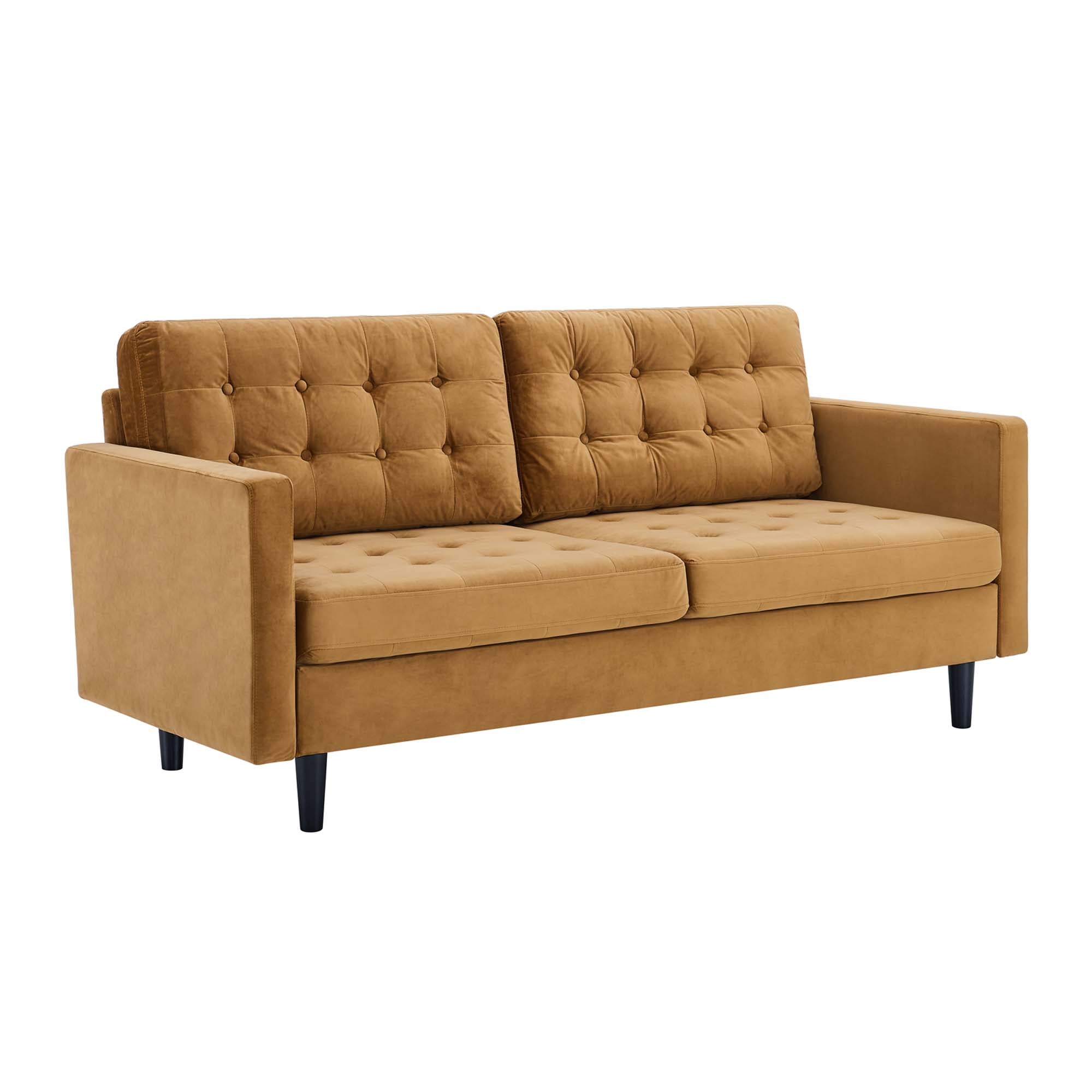 Exalt Tufted Performance Velvet Sofa - Cognac