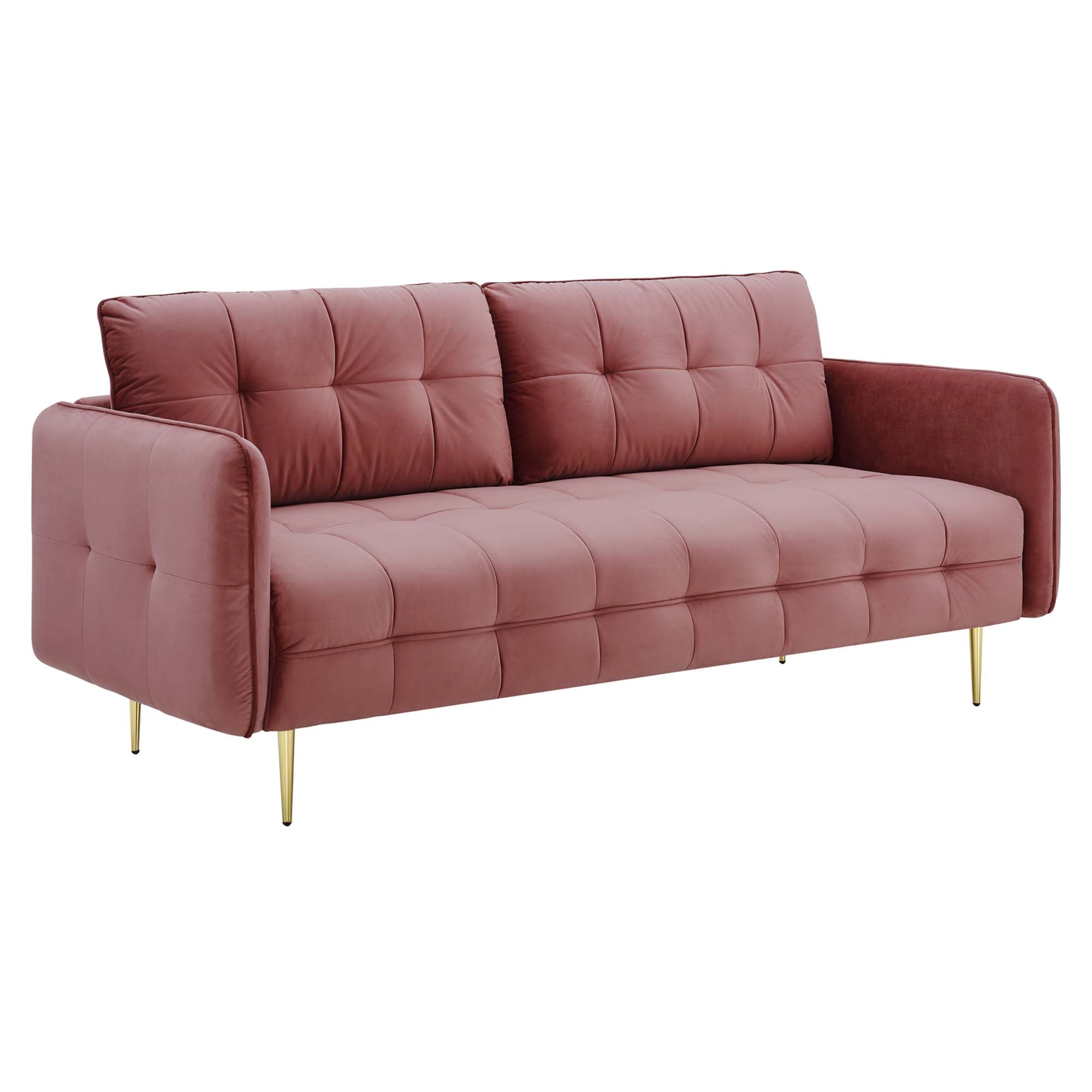 Cameron Tufted Performance Velvet Sofa - Dusty Rose