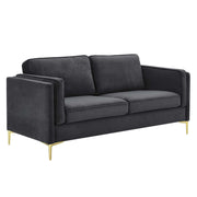 Kaiya Performance Velvet Sofa - Charcoal