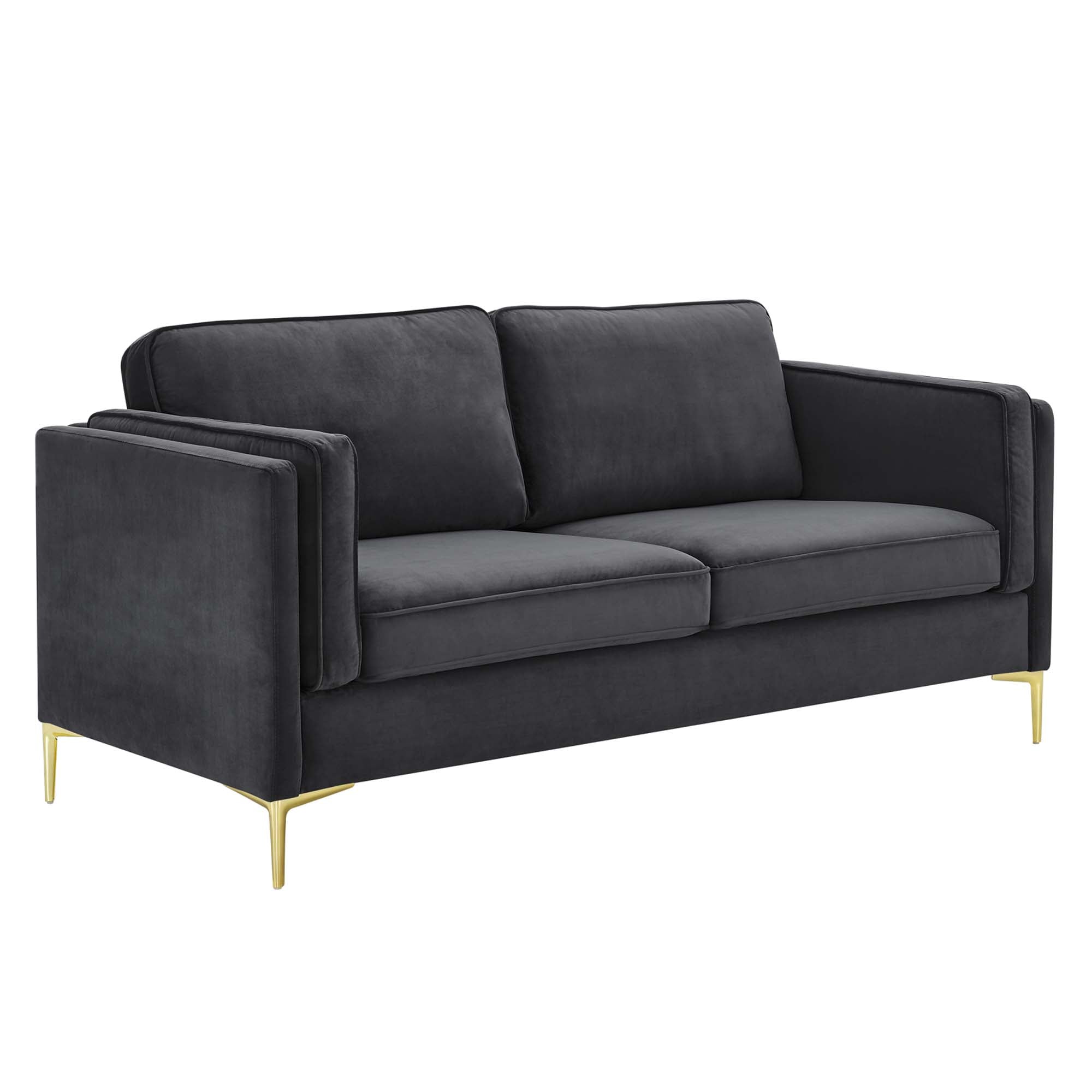 Kaiya Performance Velvet Sofa - Charcoal
