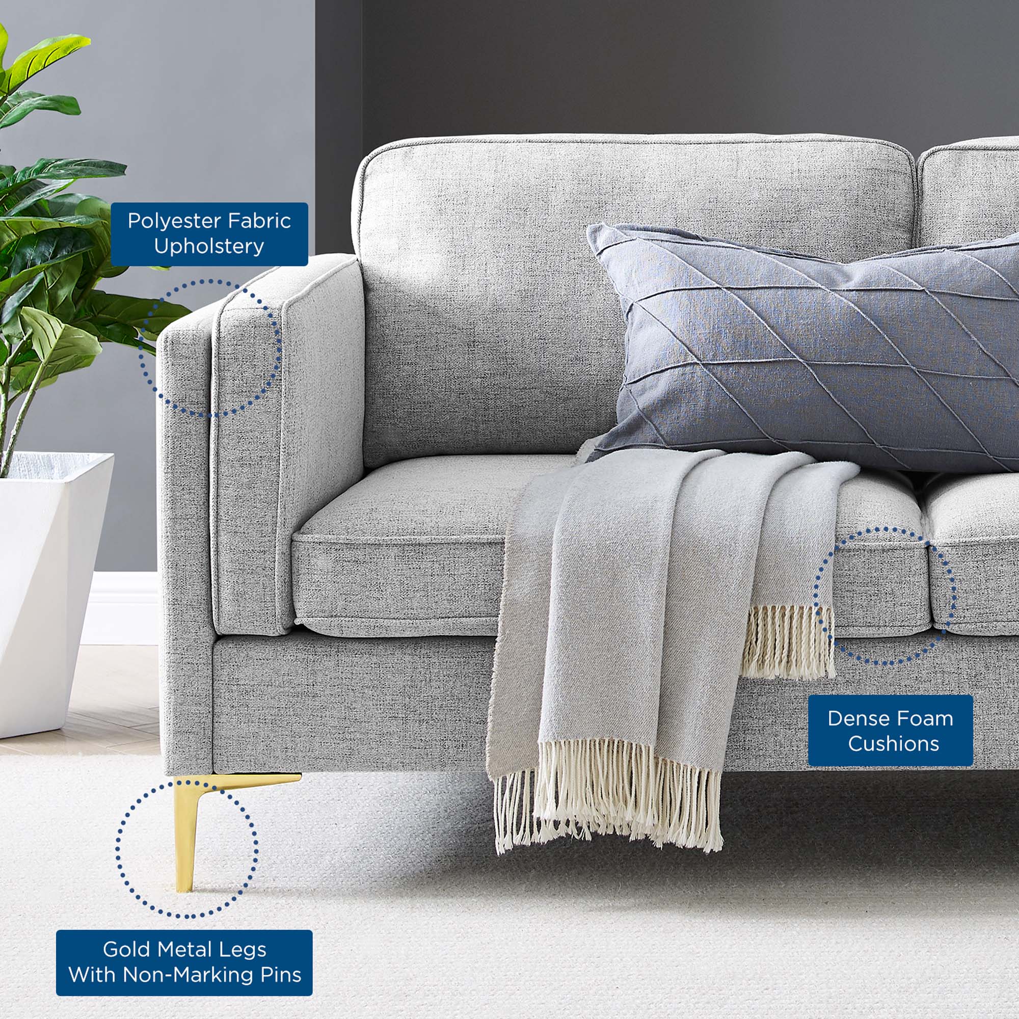 Kaiya Fabric Sofa - White