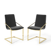 Pitch Dining Armchair Performance Velvet Set of 2 - Gold Black