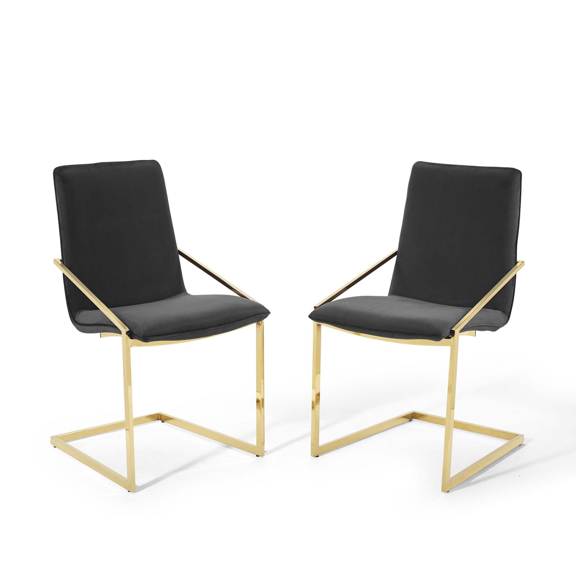 Pitch Dining Armchair Performance Velvet Set of 2 - Gold Black