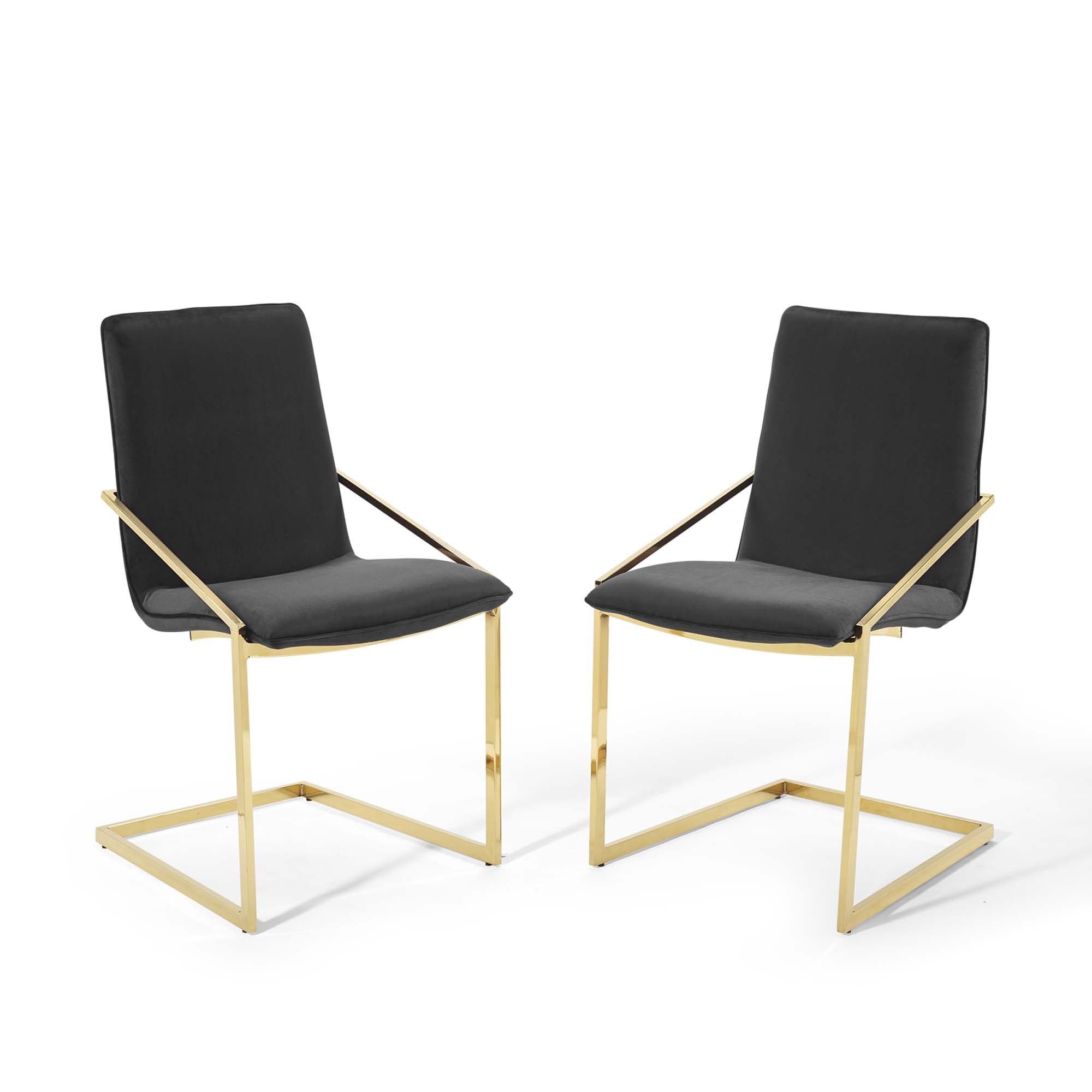 Pitch Dining Armchair Performance Velvet Set of 2 - Gold Black