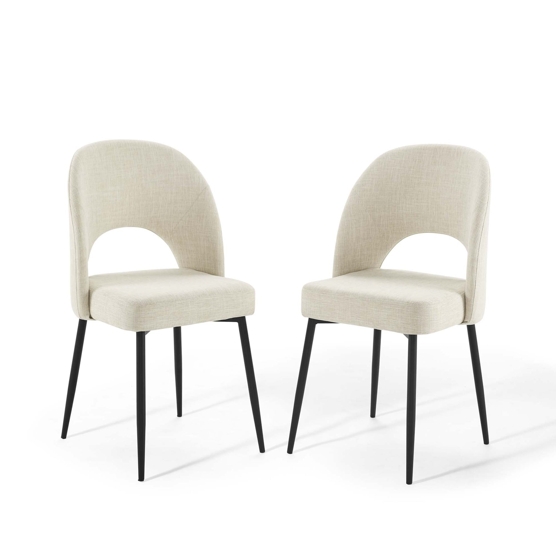 Rouse Dining Side Chair Upholstered Fabric Set of 2 - Black Beige