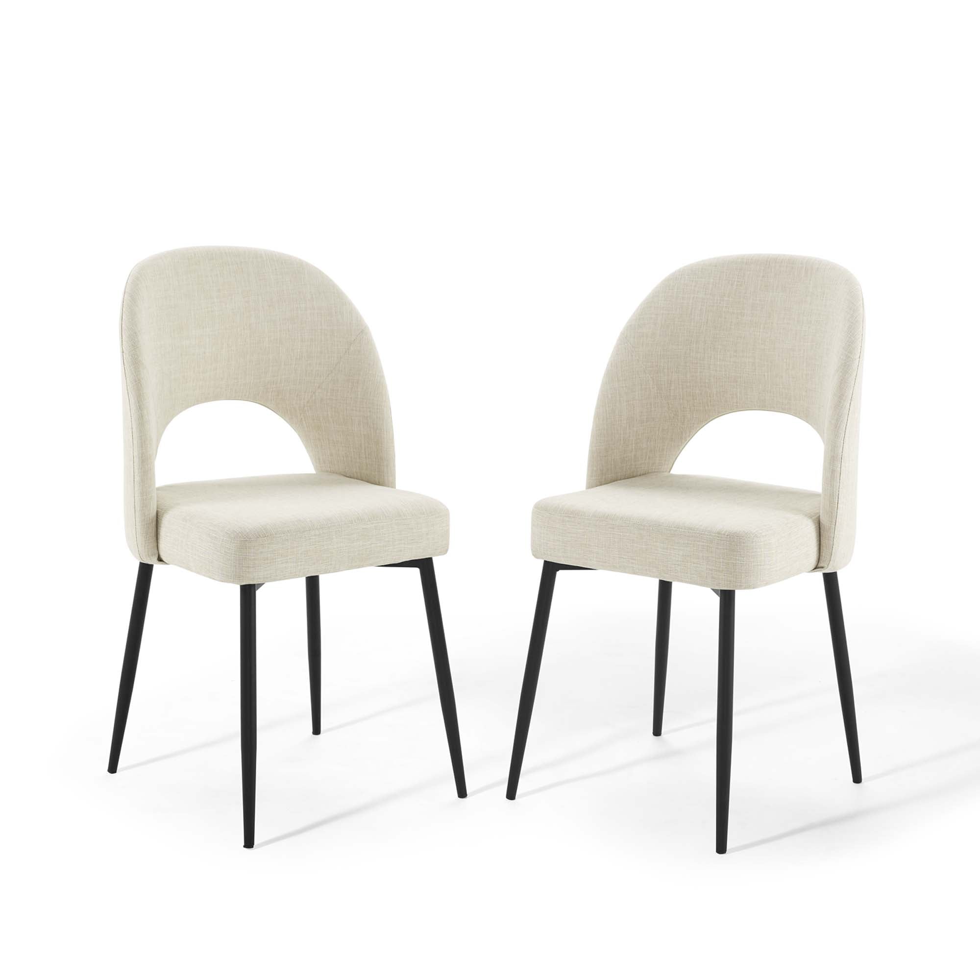 Rouse Dining Side Chair Upholstered Fabric Set of 2 - Black Beige