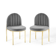 Isla Dining Side Chair Performance Velvet Set of 2 - Gold Gray