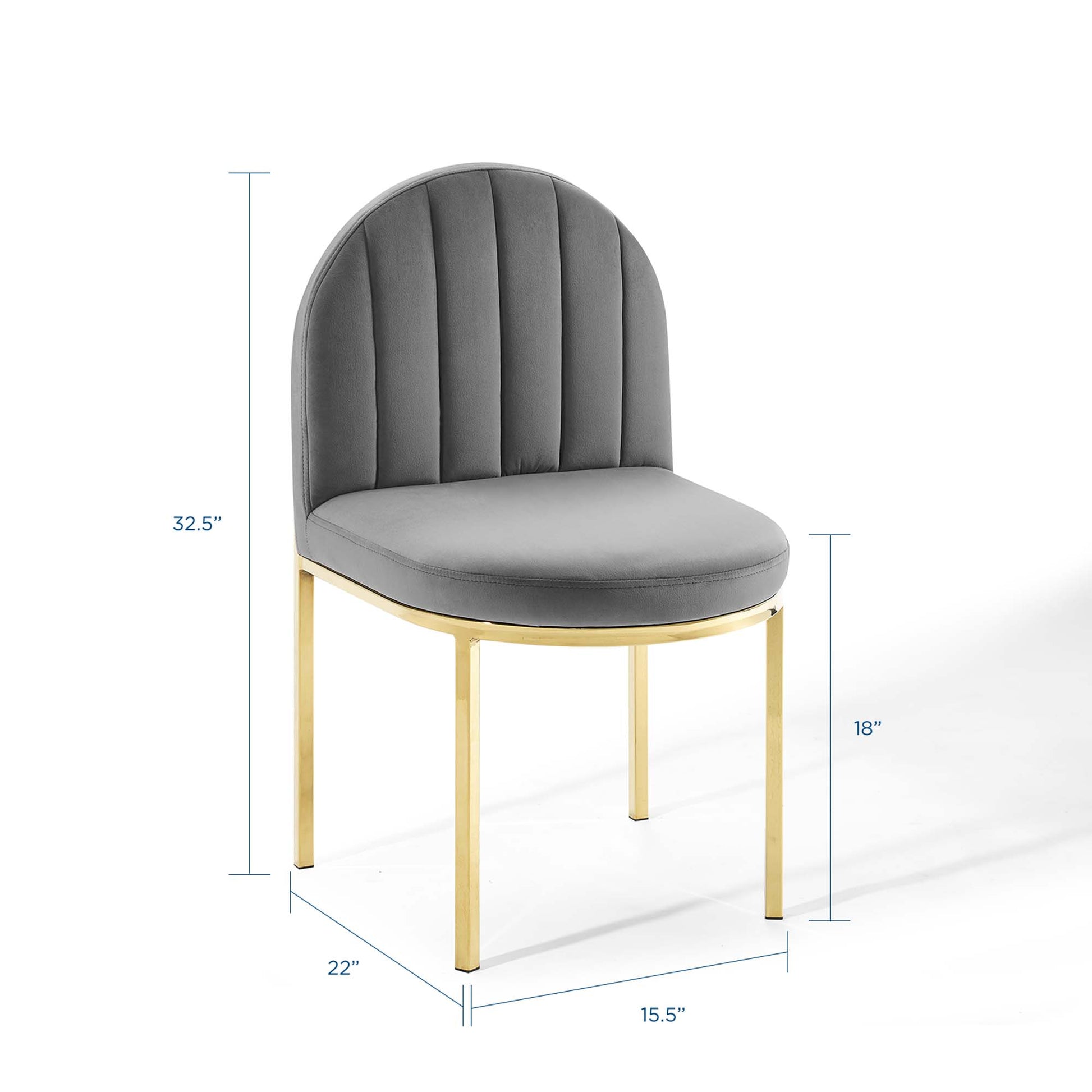 Isla Dining Side Chair Performance Velvet Set of 2 - Gold Navy