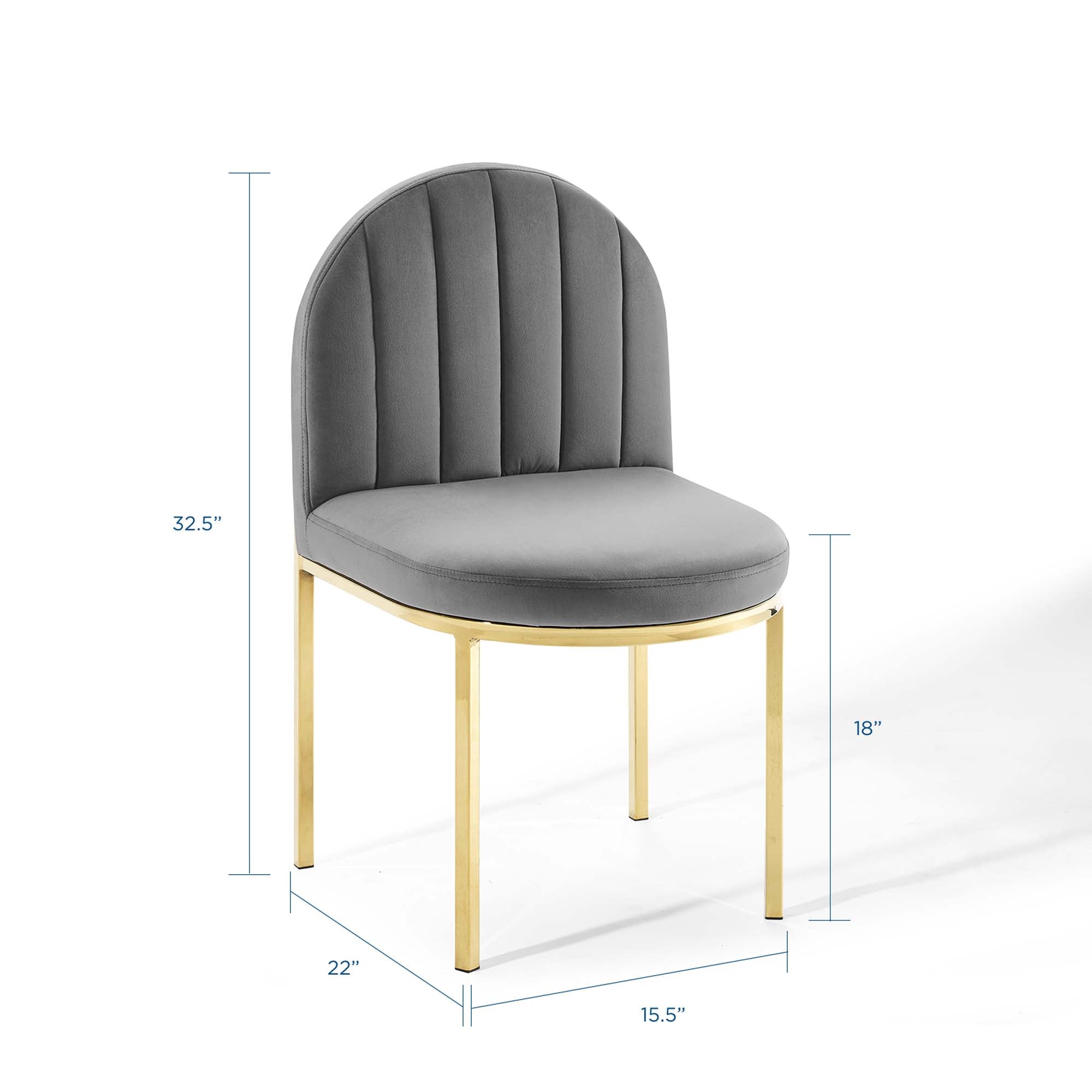 Isla Dining Side Chair Performance Velvet Set of 2 - Gold Navy