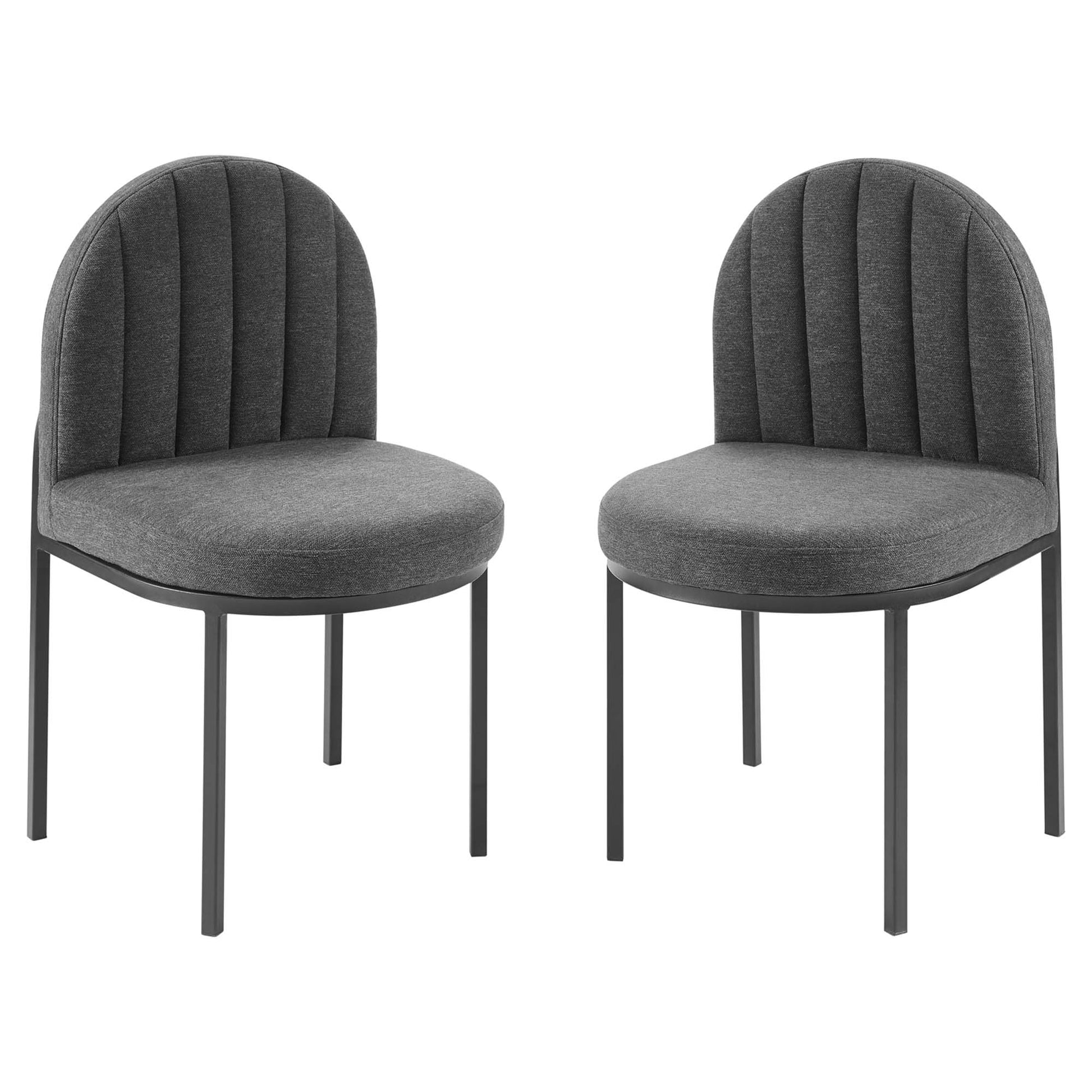 Isla Dining Side Chair Upholstered Fabric Set of 2 - Black Charcoal