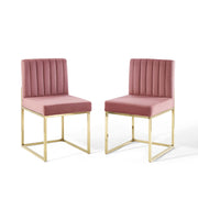 Carriage Performance Velvet Dining Chair Set of 2 - Gold Dusty Rose