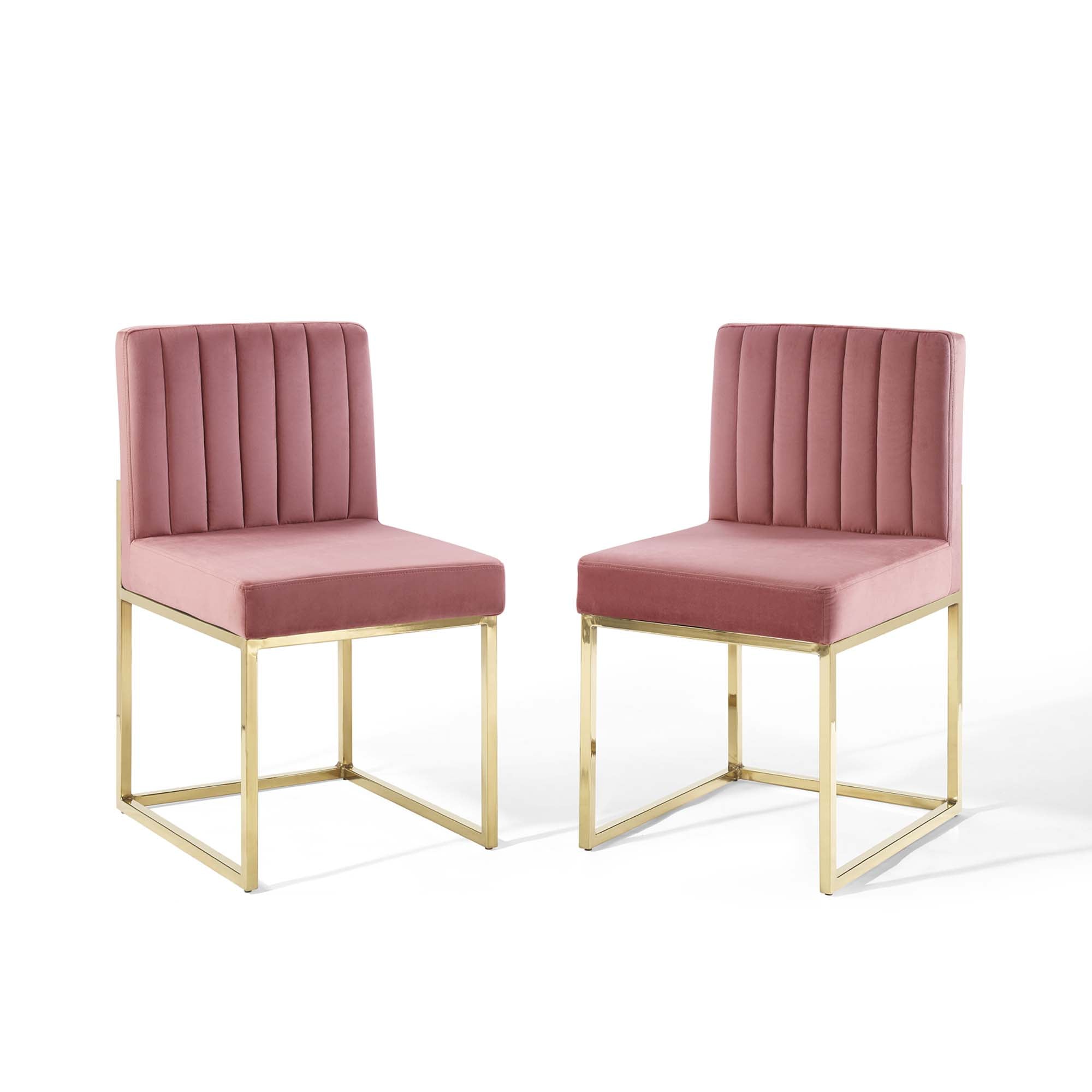 Carriage Performance Velvet Dining Chair Set of 2 - Gold Dusty Rose
