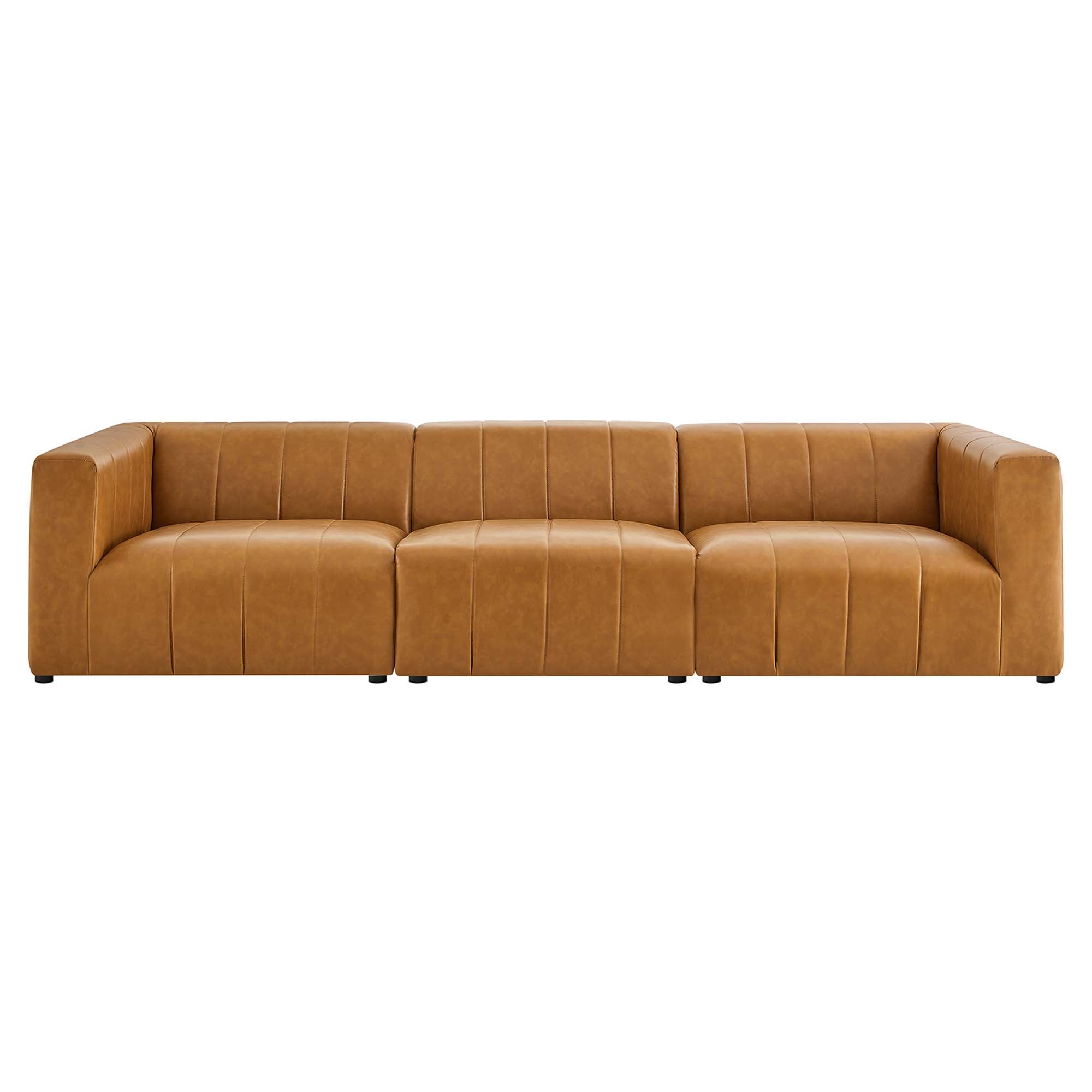 Bartlett Vegan Leather 3-Piece Sofa - Tan