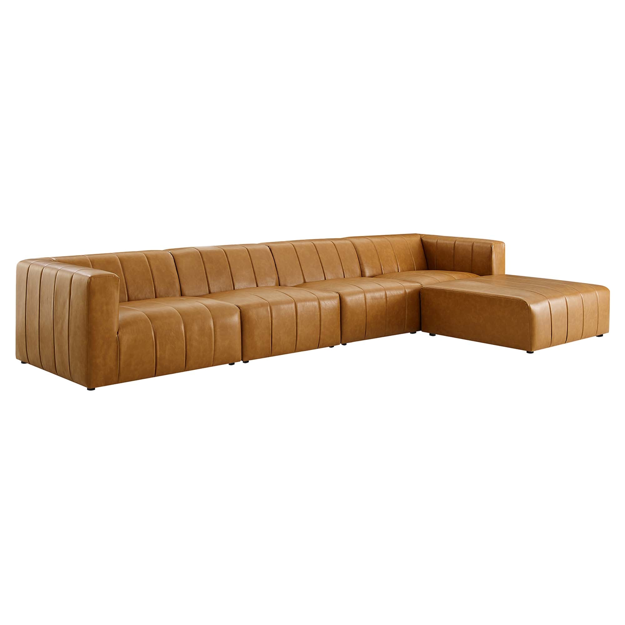 Bartlett Vegan Leather 5-Piece Sectional Sofa - Tan