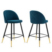 Cordial Fabric Counter Stools - Set of 2 - Azure