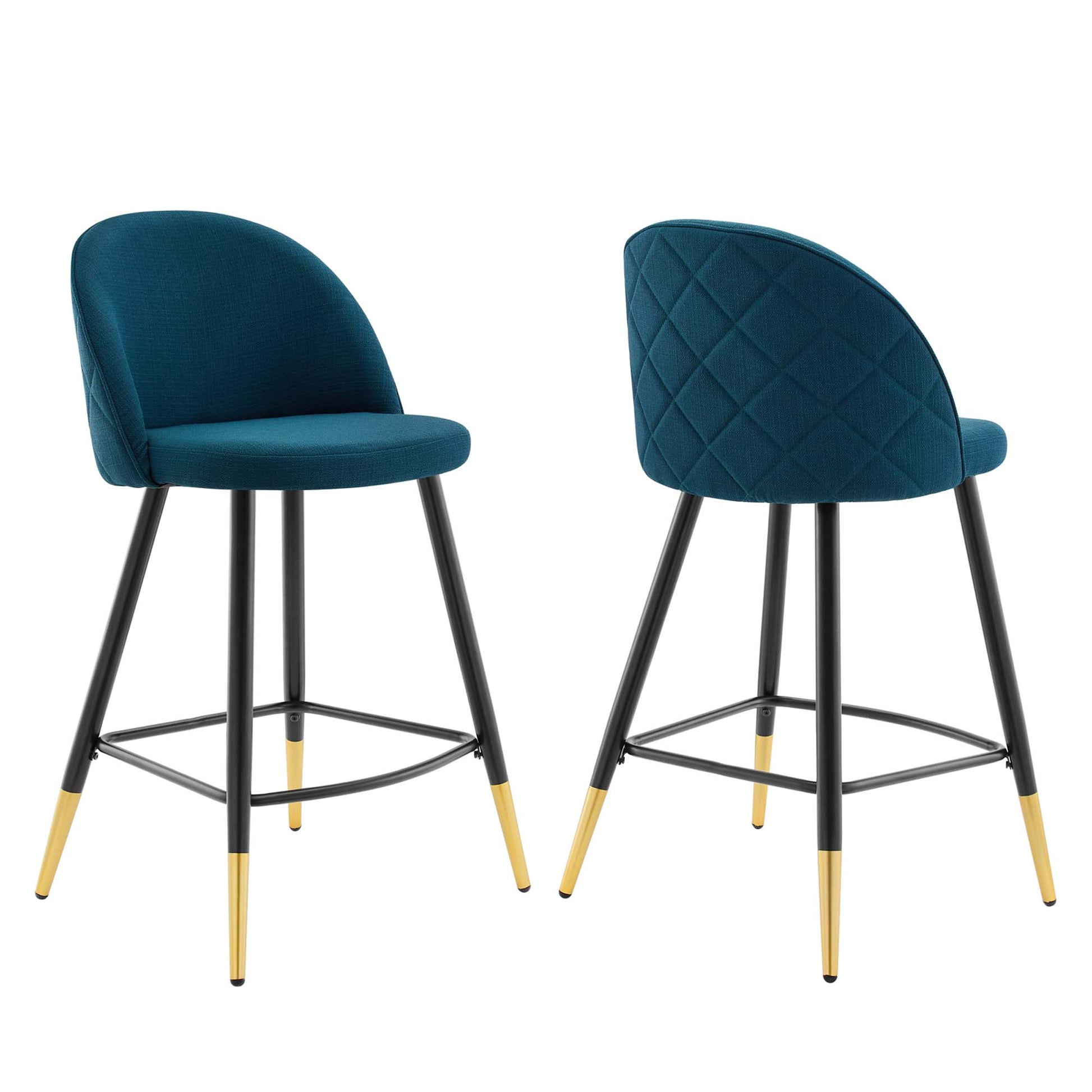 Cordial Fabric Counter Stools - Set of 2 - Azure