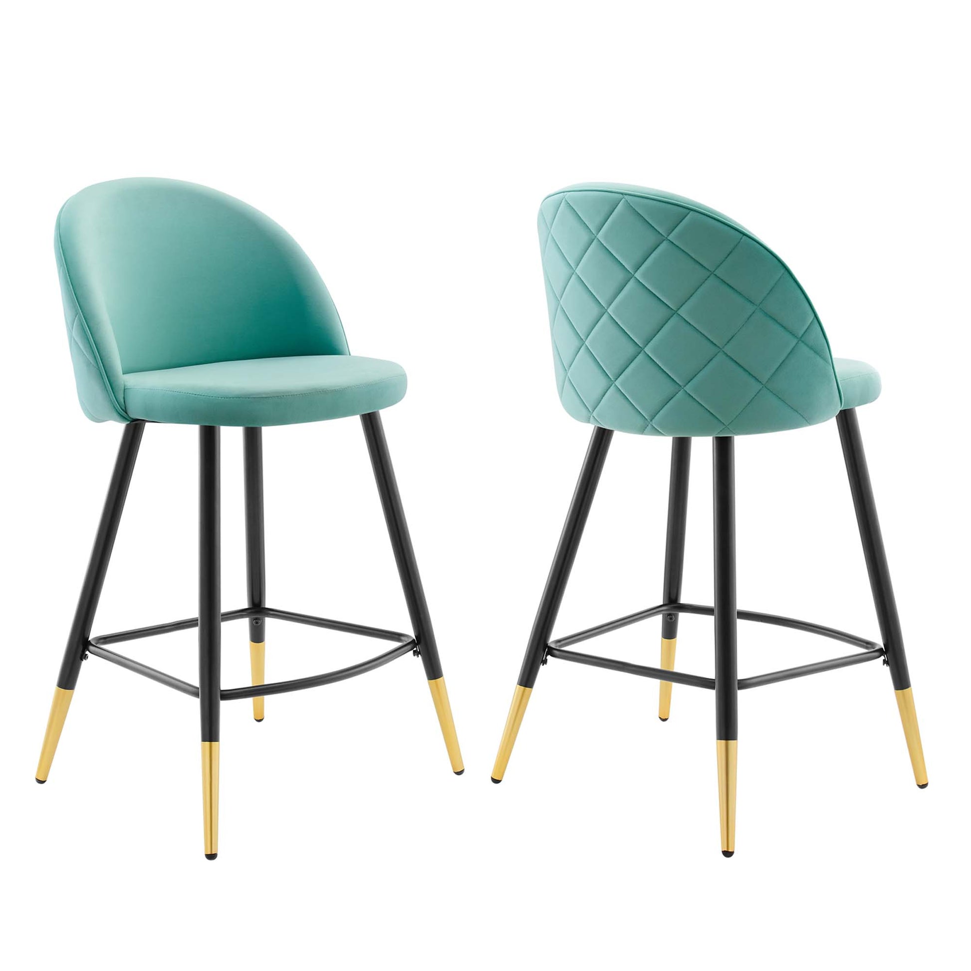 Cordial Performance Velvet Counter Stools Set of 2 - Mint