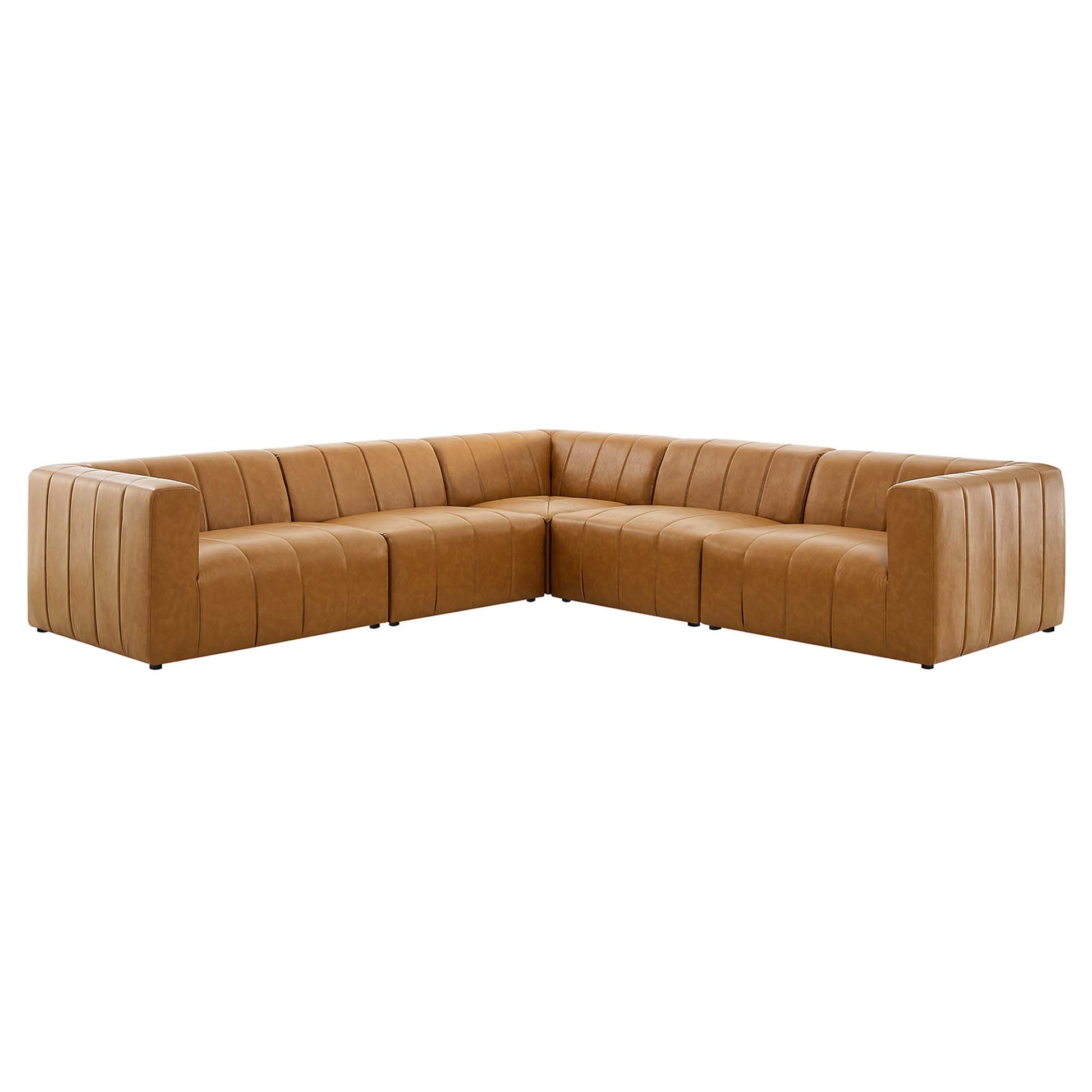 Bartlett Vegan Leather 5-Piece Sectional Sofa - Tan
