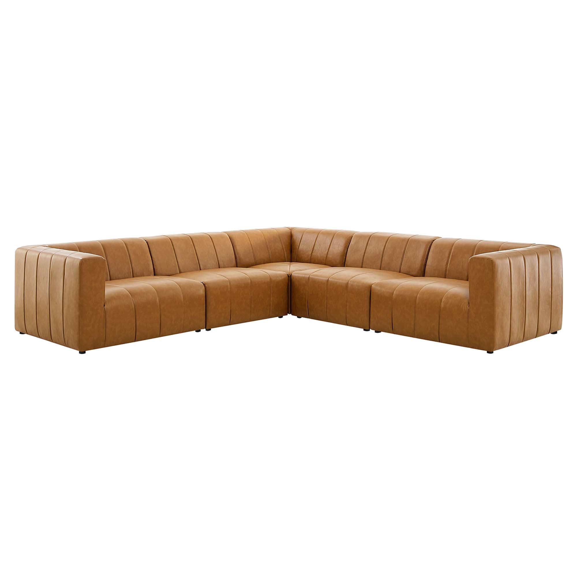 Bartlett Vegan Leather 5-Piece Sectional Sofa - Tan