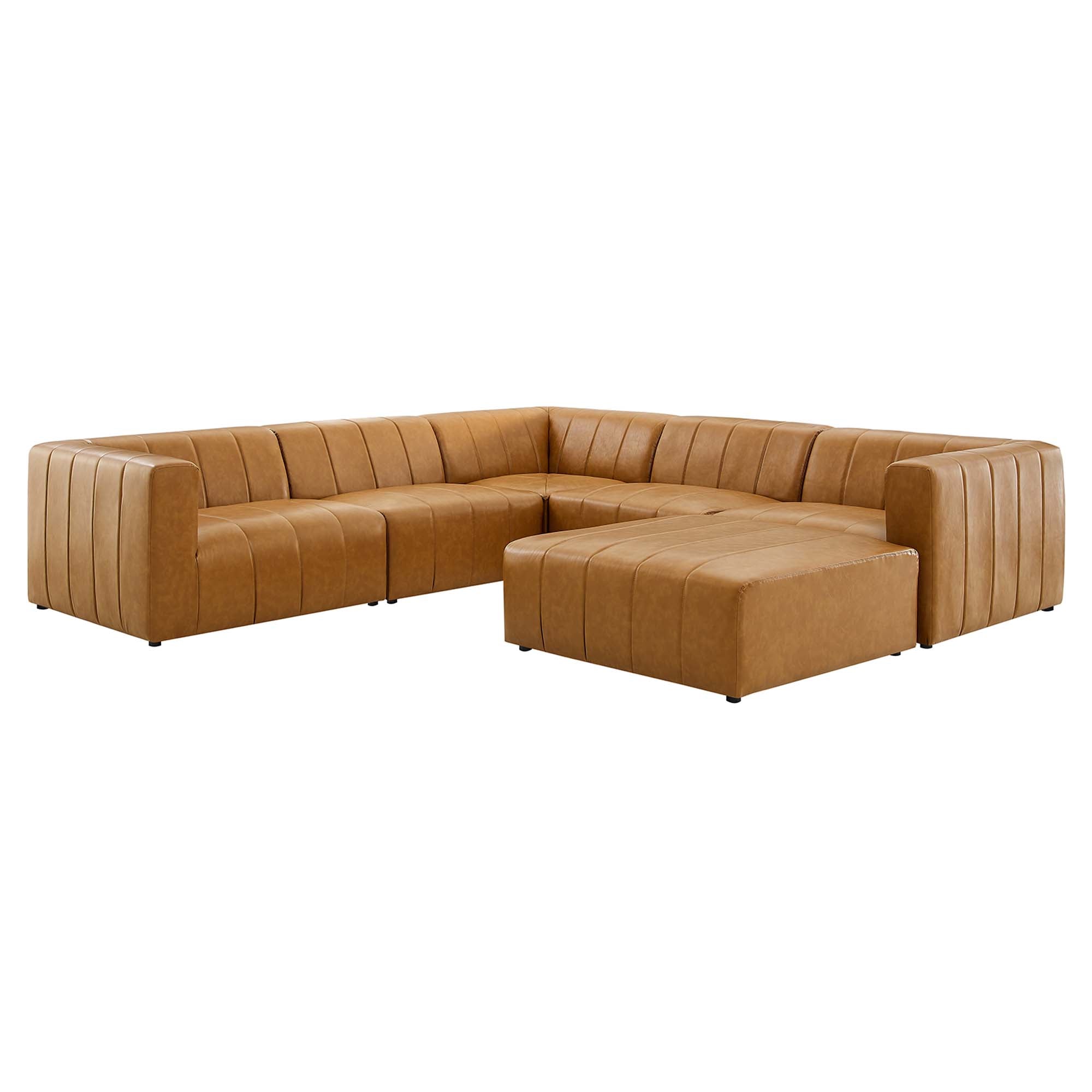 Bartlett Vegan Leather 6-Piece Sectional Sofa - Tan