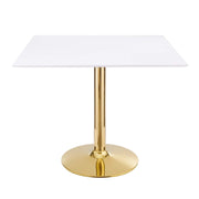 Verne 35" Square Dining Table - Gold White