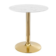Verne 28" Artificial Marble Dining Table - Gold White