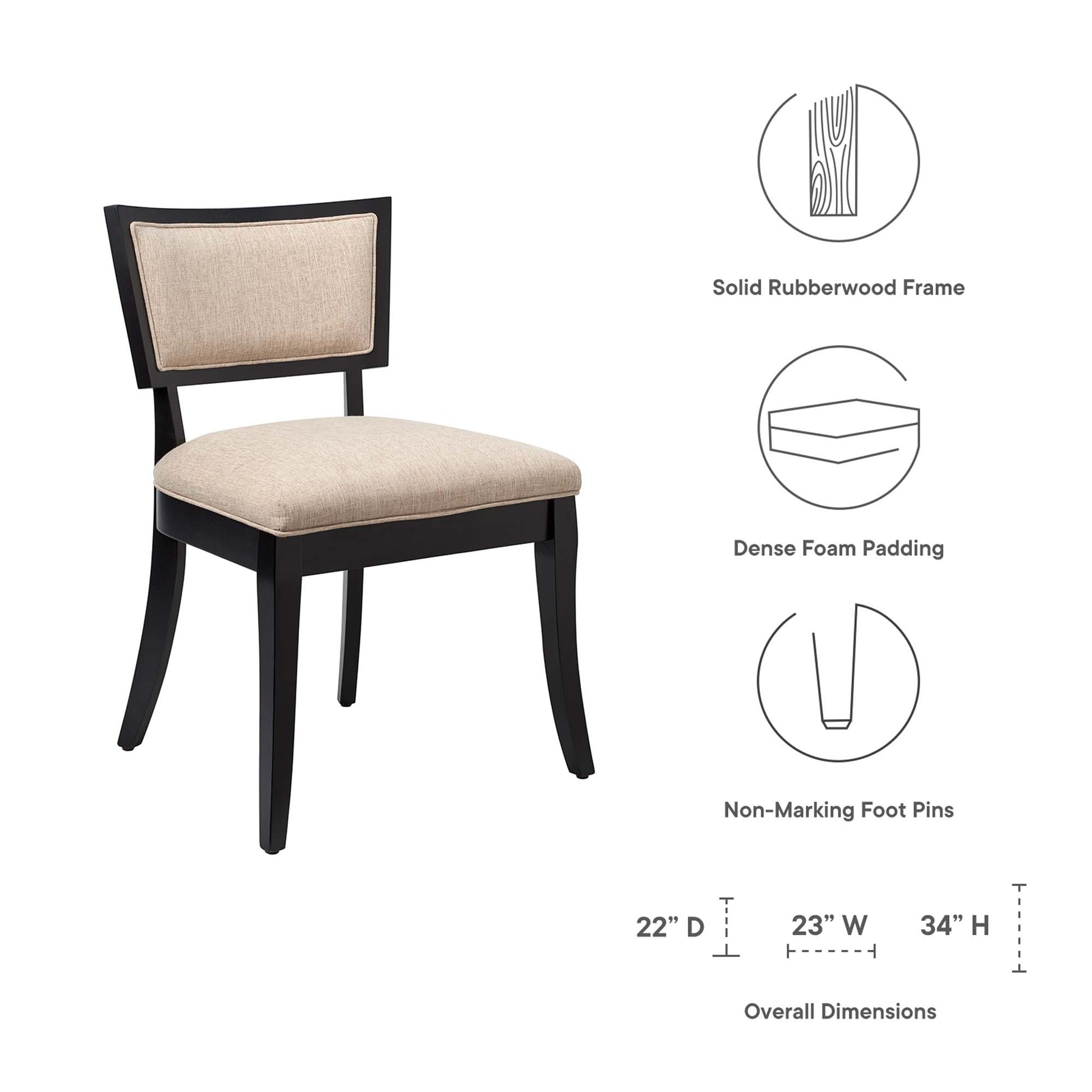 Pristine Upholstered Fabric Dining Chairs Set of 2 - Light Gray