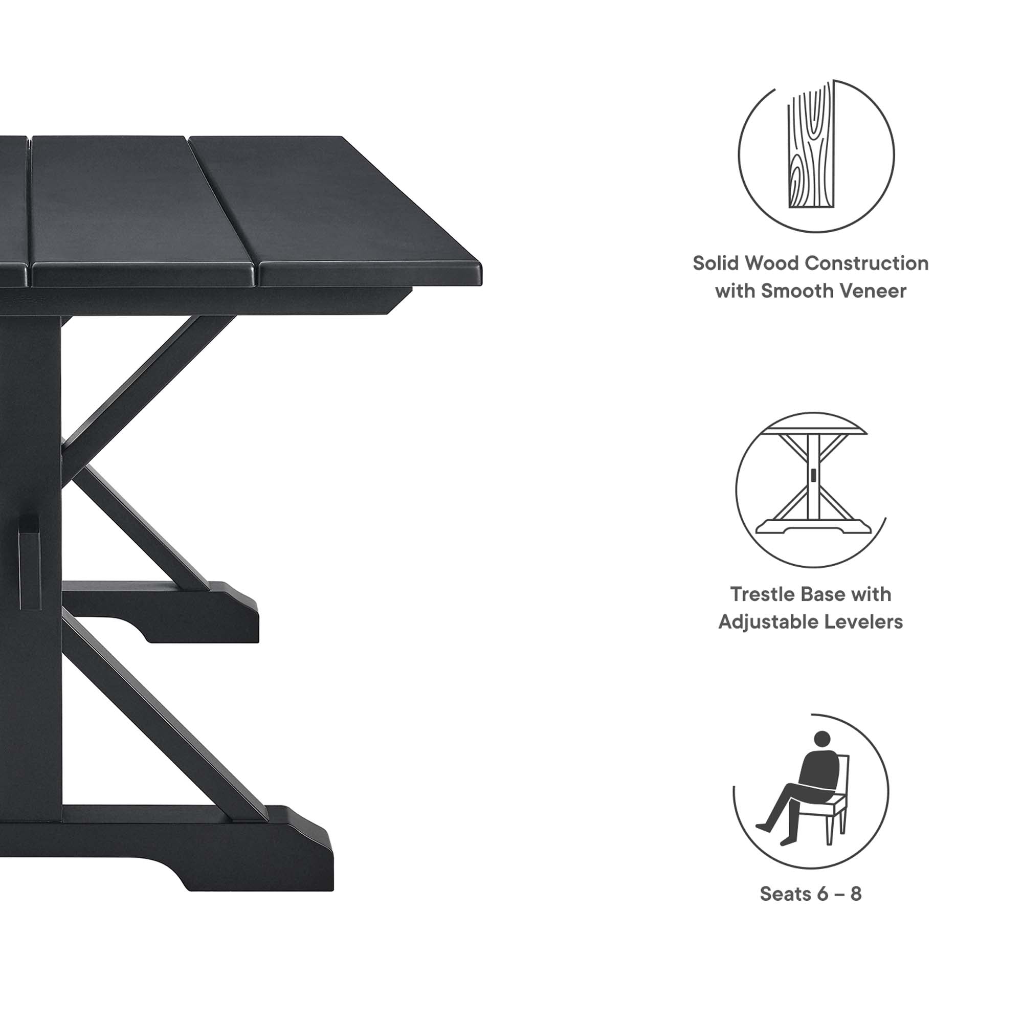 Windchime 71" Wood Dining Table - Walnut