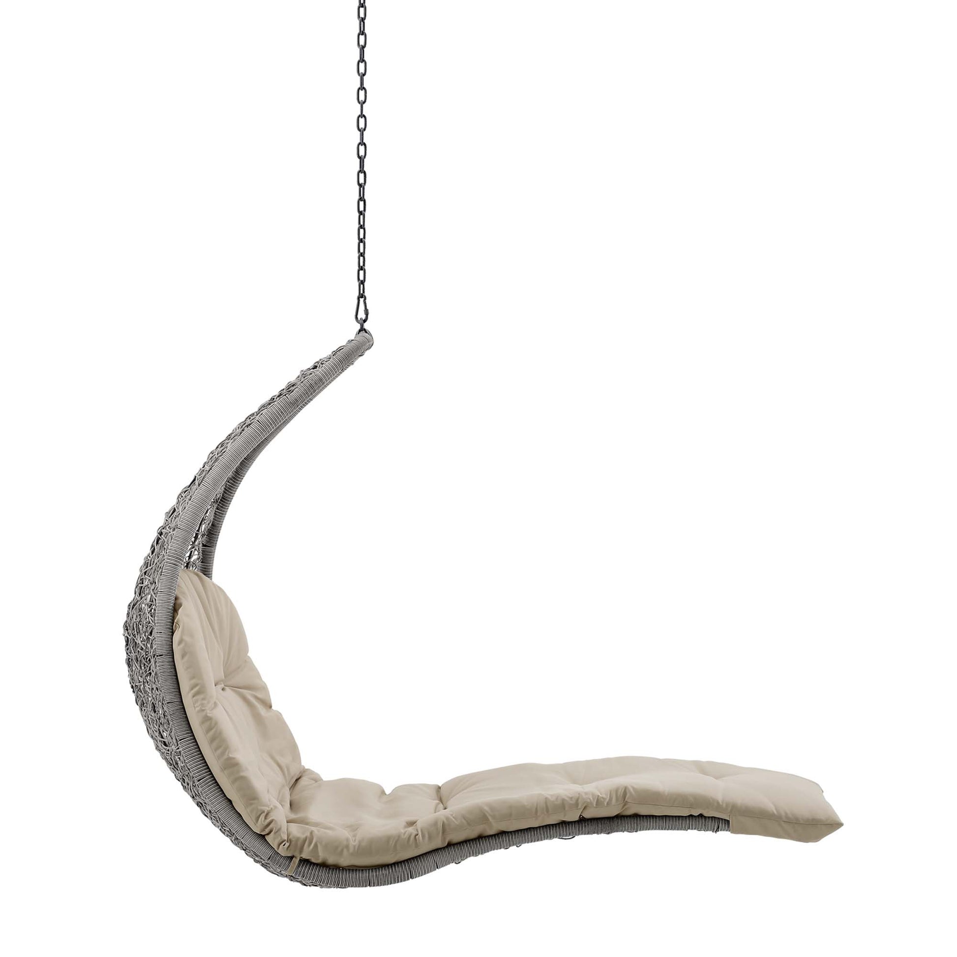 Landscape Hanging Chaise Lounge Outdoor Patio Swing Chair - Light Gray Gray