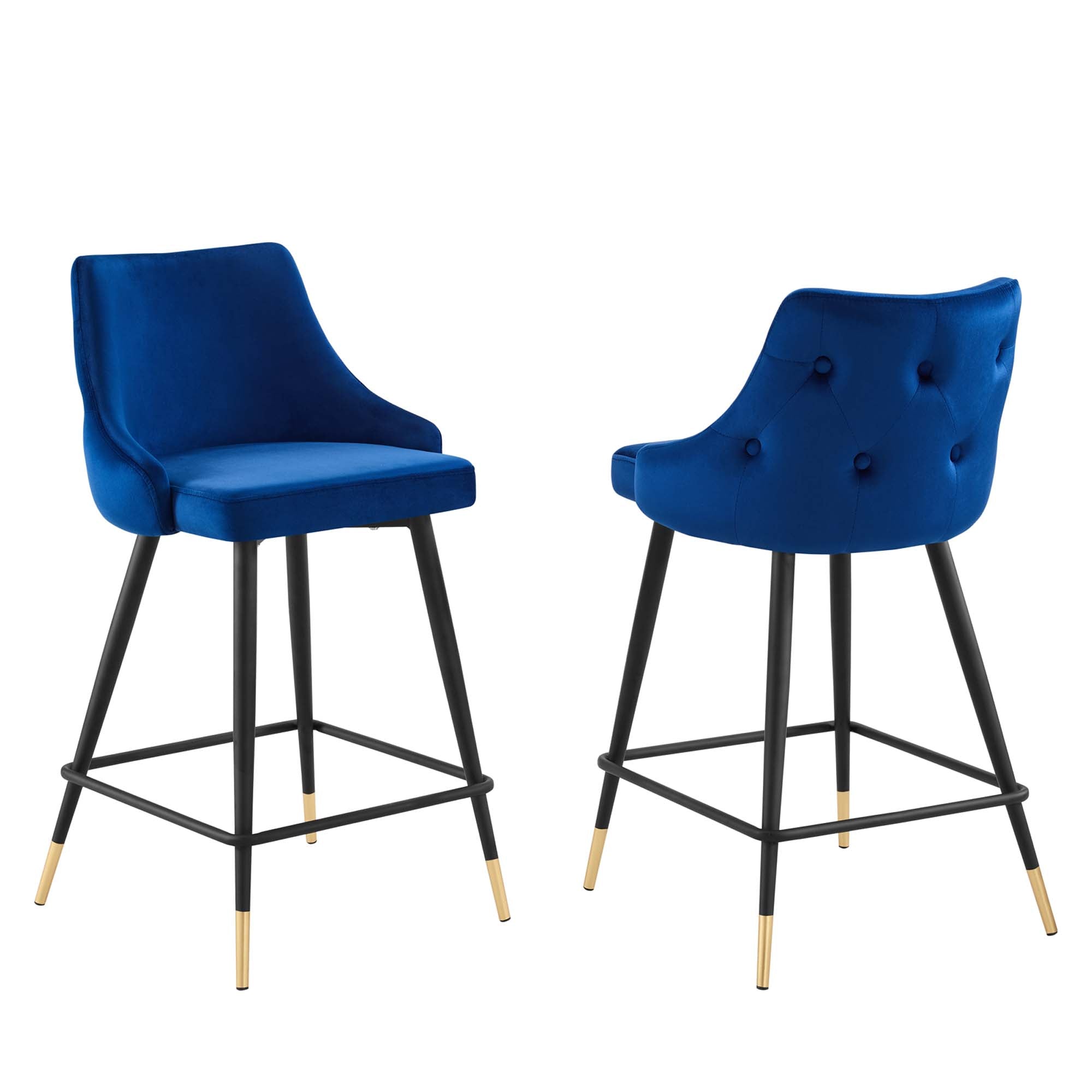 Adorn Performance Velvet Counter Stool Set of 2 - Navy