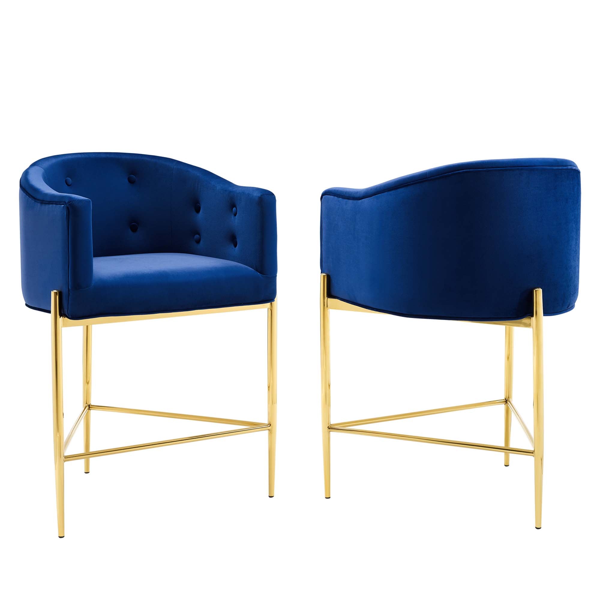 Savour Tufted Performance Velvet Counter Stool Set of 2 - Navy